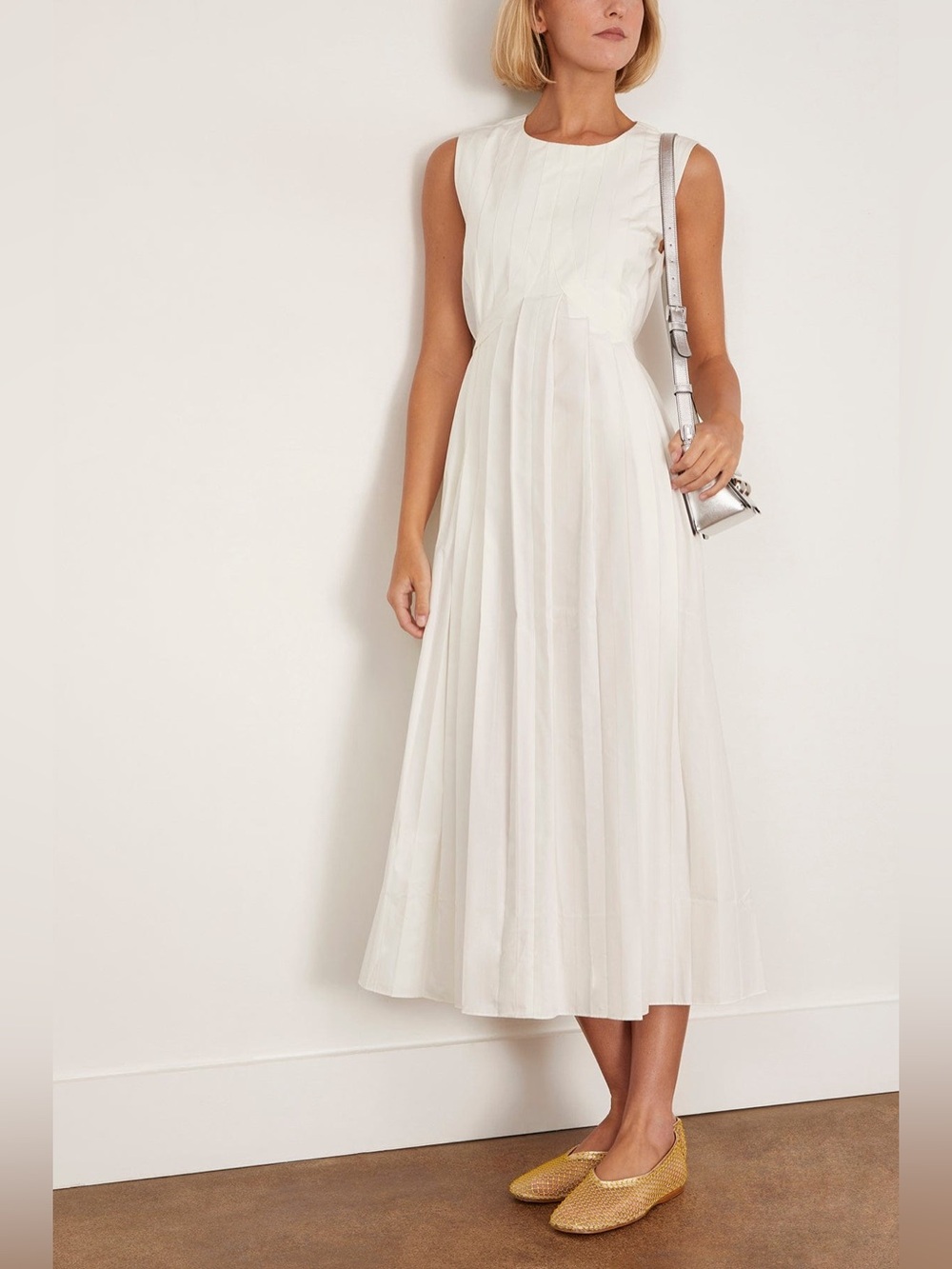 NWT SaintArt Judson Pleated Maxi Dress in Ivory ~ Size S | MSRP $450
